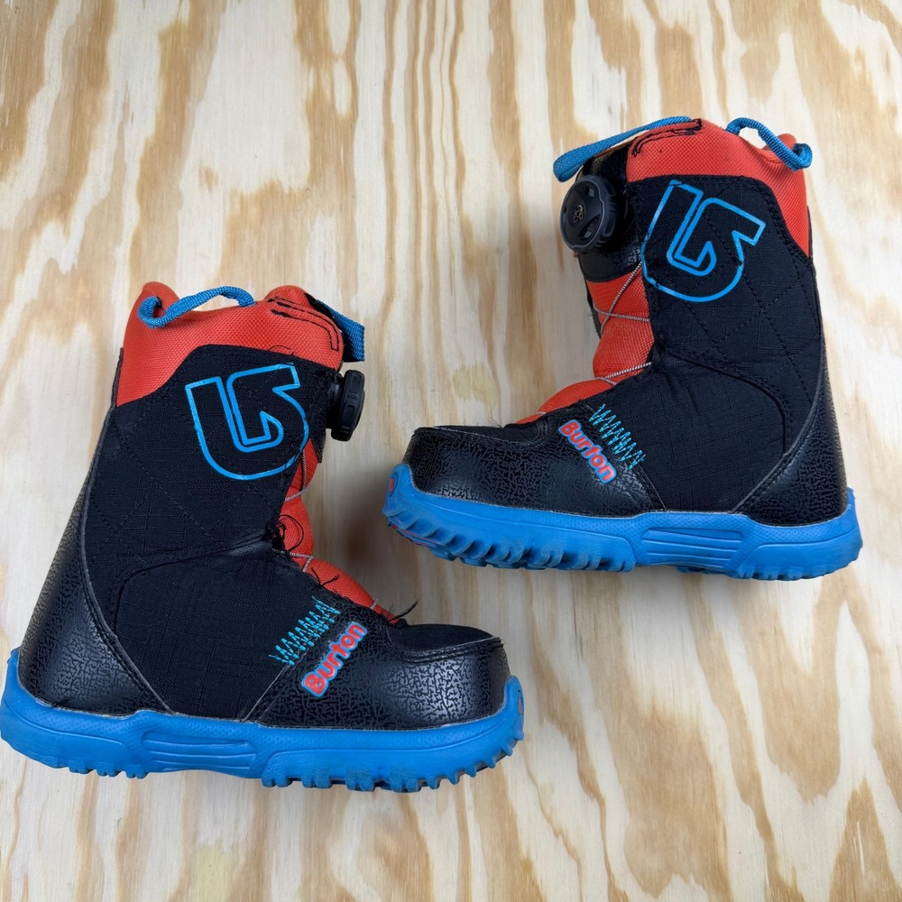 Burton Grom BOA Snowboard Boots Kids 13C Black Red Blue 15089100